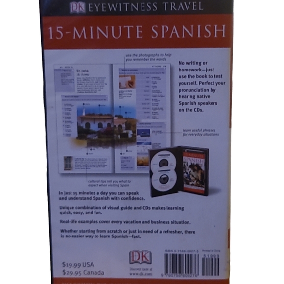 3/$30 15 - Minute Latin-American Spanish Complete Course With Book & Two CDs - Picture 2 of 3